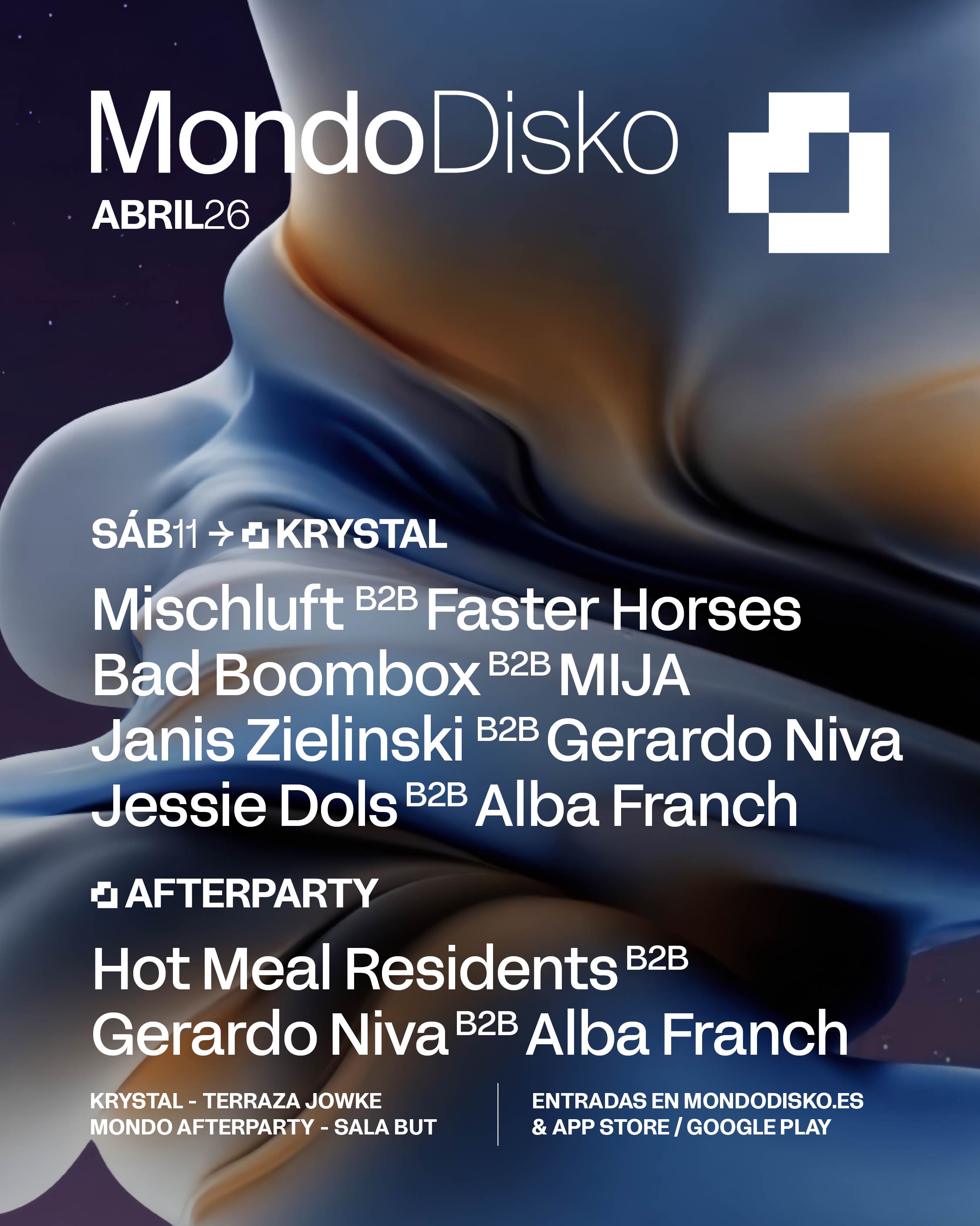 MONDO KRYSTAL: MISCHLUFT B2B FASTER HORSES / BAD BOOMBOX B2B MIJA / JANIS ZIELINSKI B2B GERARDO NIVA / JESSIE DOLS B2B ALBA FRANCH 